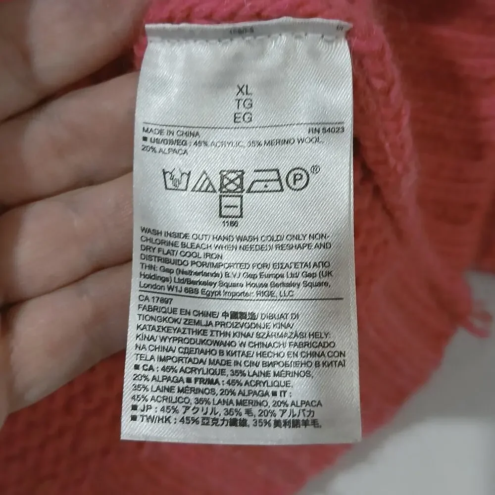 Banana Republic Sweater Womens XL Pink Strawberry Turtleneck Wool Alpaca - Picture 5 of 9
